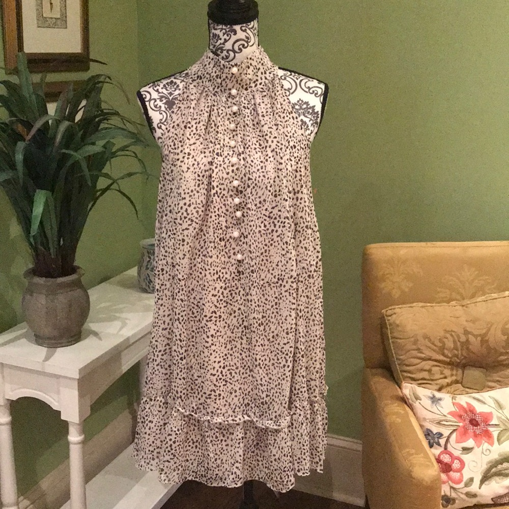NWT Animal print with pearl detail dress